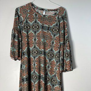 Like New Womens Tiffany Lane Dress Small Brown Blue Knee Length